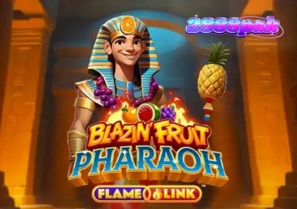 Blazin’ Fruit Pharaoh FlameLink™ স্লট গেমের একটি ঝলক যেখানে মিশরীয় থিম এবং ফলের প্রতীক দেখা যাচ্ছে